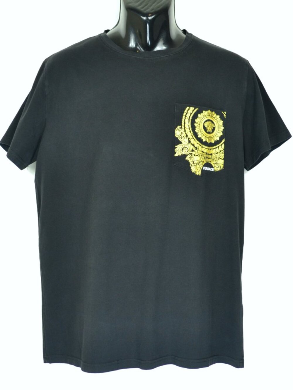 Versace Men's Size XL Black & Gold Crew Neck T Shirt
